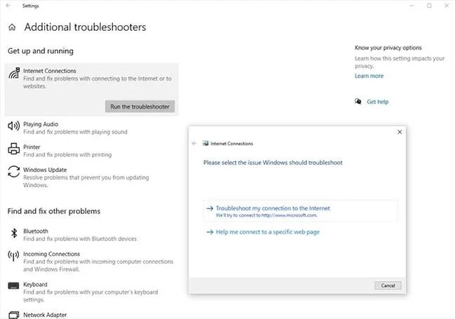 Résoudre le problème d'affichage du message "Pas d'Internet, sécurisé" sous Windows 10