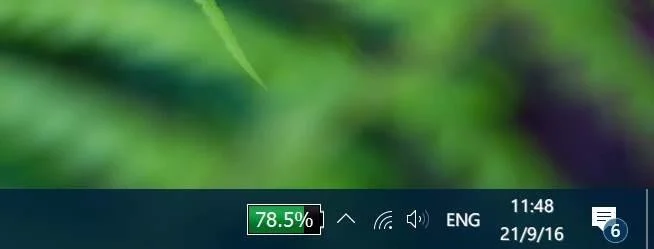 Arahan untuk memaparkan peratusan bateri pada Bar Tugas Windows 10