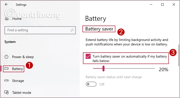 Arahan untuk mengaktifkan/melumpuhkan ciri Penjimat Bateri dalam Windows 10