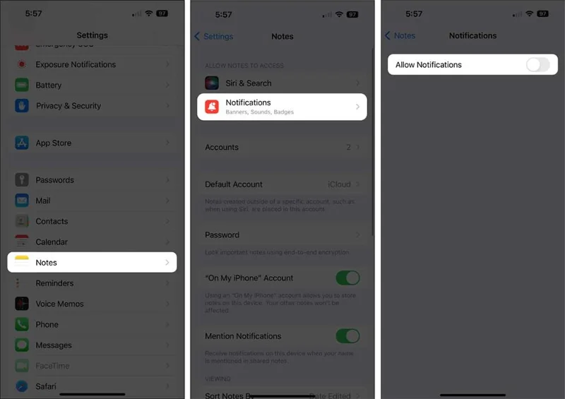 Bagaimana untuk mematikan pemberitahuan nota kongsi pada iPhone