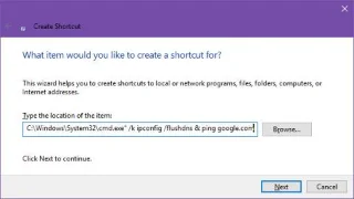 Arahan untuk mencipta pintasan untuk menjalankan arahan Command Prompt