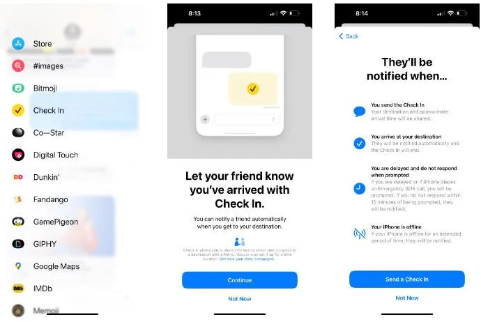 iPhone'daki Mesajlar uygulamasında Check-in özelliği nasıl kullanılır?