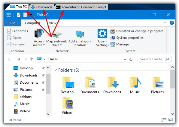 Windows 10のファイルエクスプローラーでタブを取得する方法