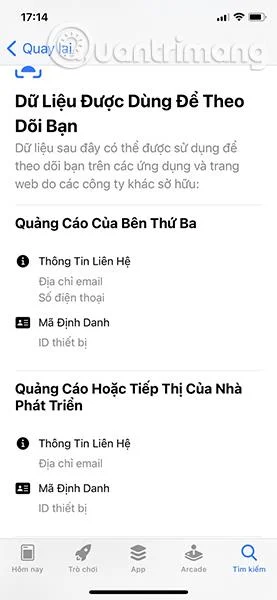 Apakah maklumat yang dijejaki apl pada iOS 14?