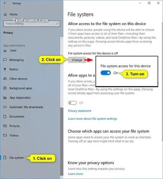 Bagaimana untuk membenarkan/menolak aplikasi mengakses sistem fail dalam Windows 10