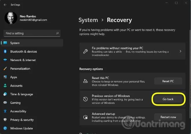 Windows 11からWindows 10に戻す方法