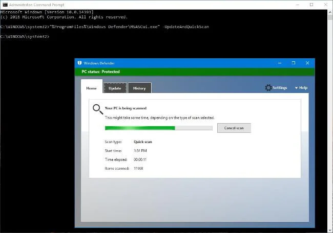 Gunakan Windows Defender dengan Command Prompt pada Windows 10