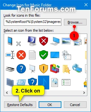 Windows'ta Müzik klasörü simgesi nasıl değiştirilir / geri yüklenir
