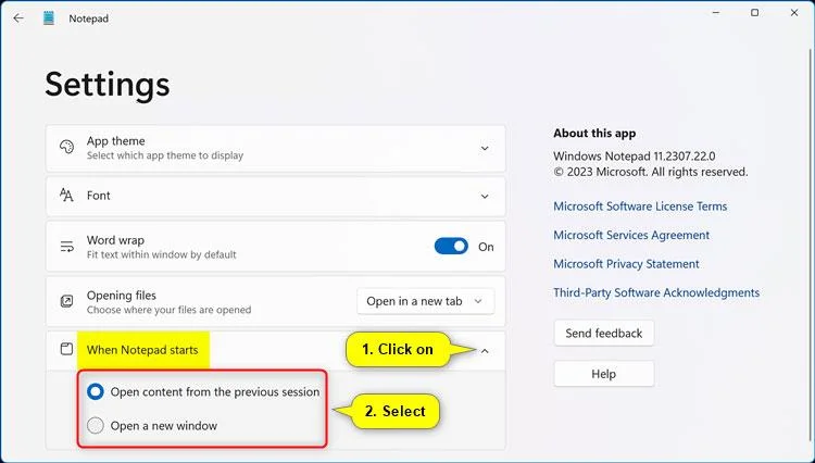 Hoe u automatisch opslaan van de Kladblok-sessiestatus in Windows 11 in- of uitschakelt