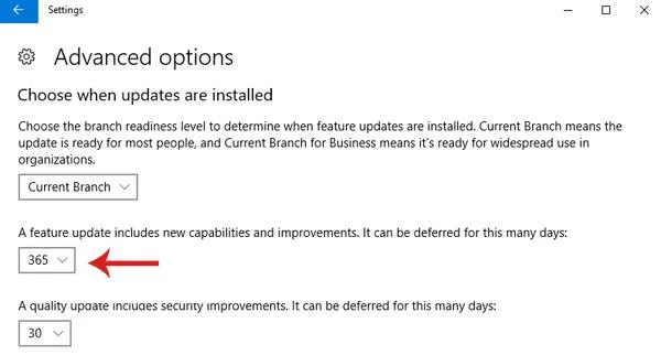 Arahan untuk menangguhkan Kemas Kini Windows 10 Spring Creators selama 365 hari