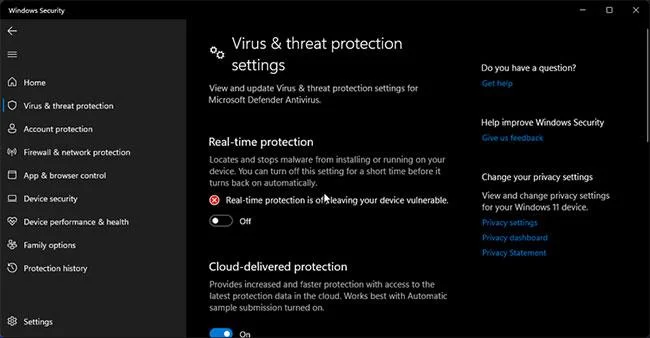 Disattivare antivirus e firewall
