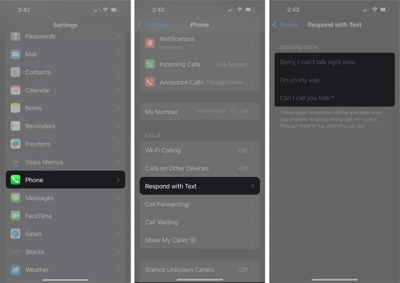 Cara cepat mengedit respons panggilan pada iPhone