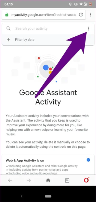 Bagaimana untuk memadamkan sejarah Google Assistant pada Android