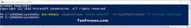 Bagaimana untuk menukar direktori lalai untuk menyimpan mesin maya Hyper-V dalam Windows 10
