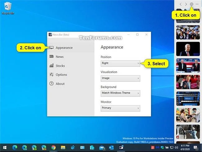 Bagaimana untuk menukar negara penerima berita dan lokasi Bar Berita dalam Windows 10