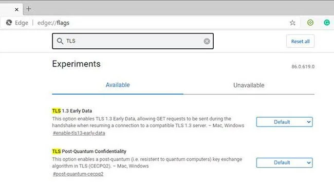 Abilitare TLS in Microsoft Edge (Chromium)