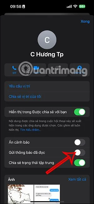 Arahan untuk mematikan pemberitahuan baca iMessage