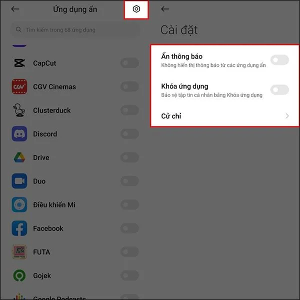 Interfaccia multitasking oscurata