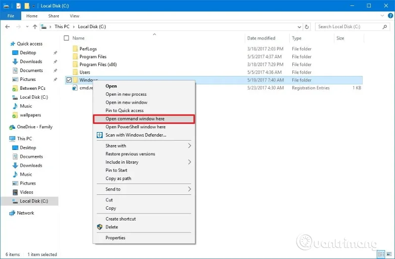 Windows 10 sağ tıklama menüsüne Komut penceresini buraya aç nasıl eklenir