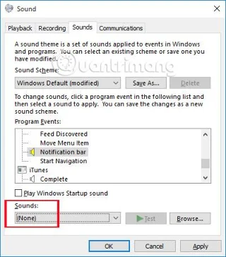 Arahan untuk mematikan atau menukar bunyi pemberitahuan Windows 10
