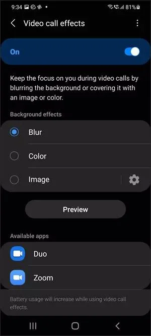 Cara menggunakan kesan panggilan video pada Samsung