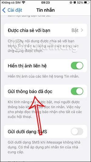 Arahan untuk mematikan pemberitahuan baca iMessage