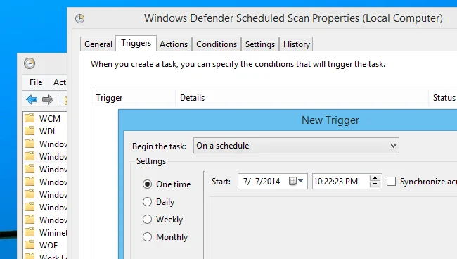 Bagaimana untuk menjadualkan imbasan automatik untuk Windows Defender pada Windows 8