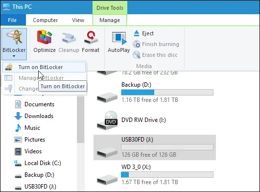 Arahan untuk menyulitkan USB atau kad memori dengan Bitlocker pada Windows 10