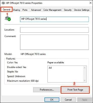 Test sayfası nasıl yazdırılır, yazıcıyı Windows 10'da test edin