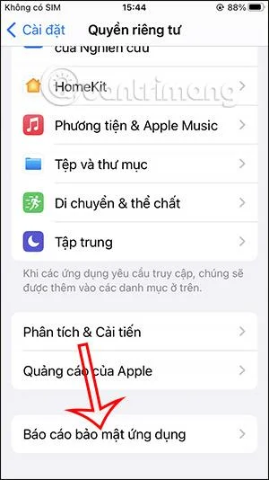 Cara mendayakan pelaporan keselamatan apl iPhone