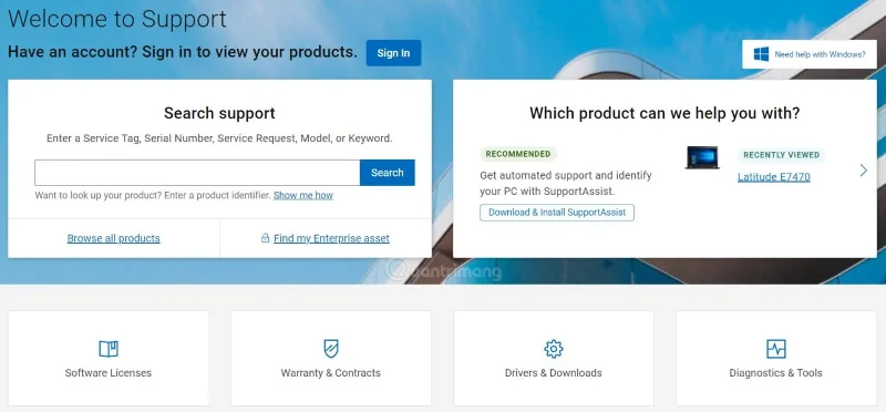 Dell サポートページ