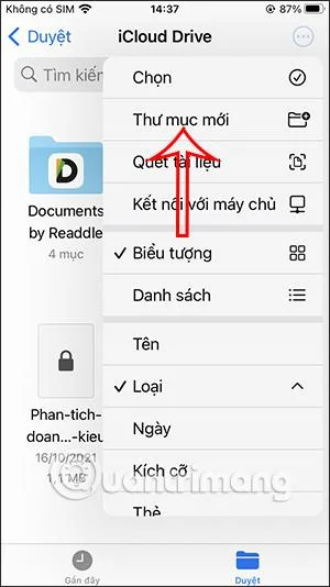 Cara membuat folder dalam Fail pada iPhone/iPad
