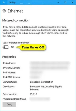 Bagaimana untuk mendayakan/melumpuhkan ciri pengukuran sambungan Ethernet dalam Windows 10