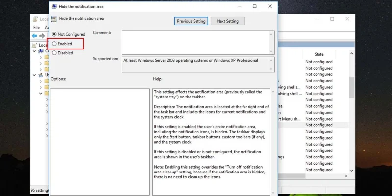 Bagaimana untuk melumpuhkan kawasan pemberitahuan dalam Windows 10