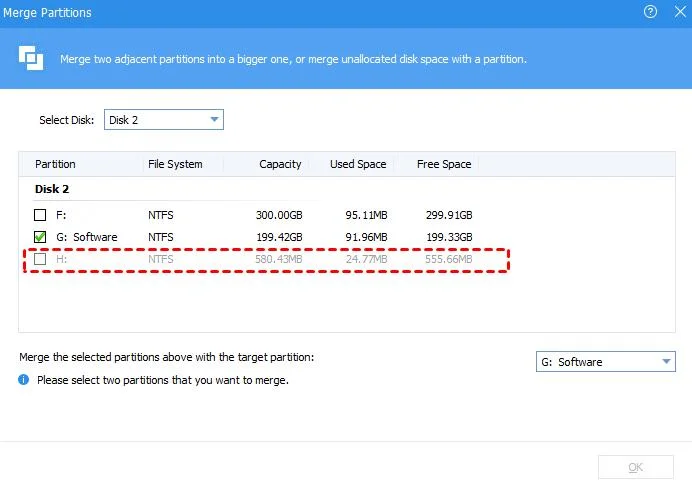 Correction d'une erreur d'impossibilité de fusionner des lecteurs et des partitions sous Windows
