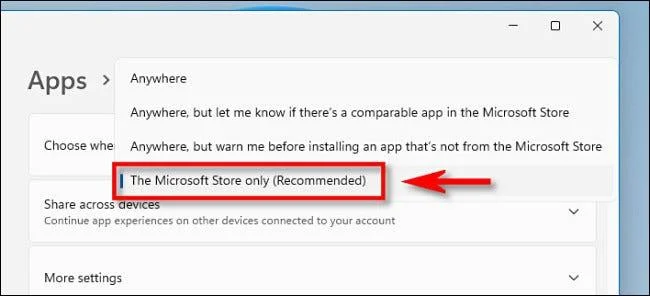 Met de installatie kunnen alleen applicatie-installatiebestanden worden uitgevoerd die zijn geverifieerd door Microsoft op Windows 11