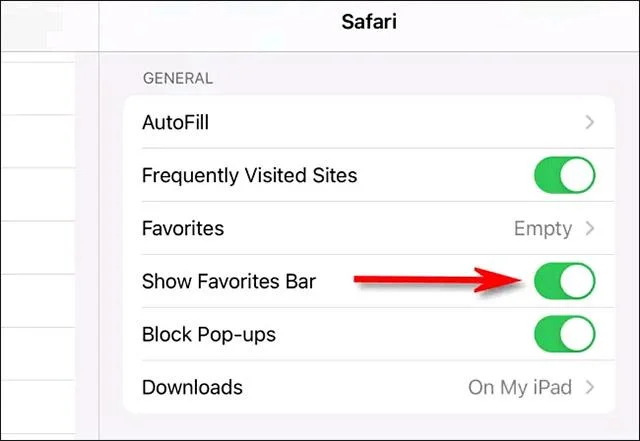 Bagaimana untuk menunjukkan atau menyembunyikan Bar Kegemaran pada Safari untuk iPad