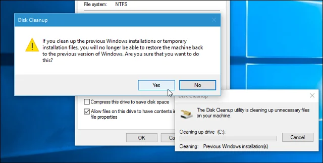 Bagaimana untuk mendapatkan kembali 20GB ruang selepas kemas kini Windows 10 November
