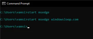 Apertura di un URL in MS Edge dalla riga di comando