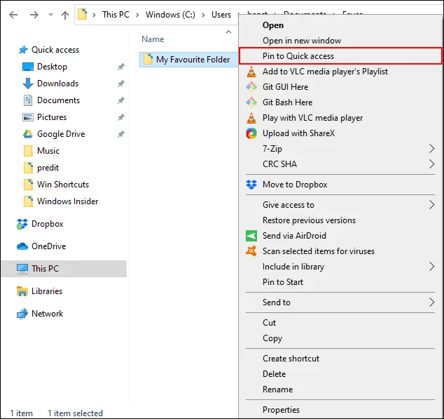 Windows 10でフォルダーをブックマークする方法