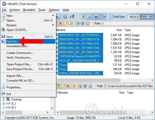 ISO Daten speichern