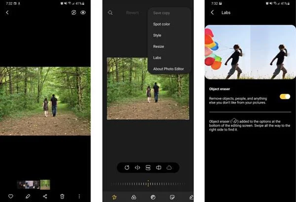 Bagaimana untuk memadam objek dalam foto pada telefon Samsung