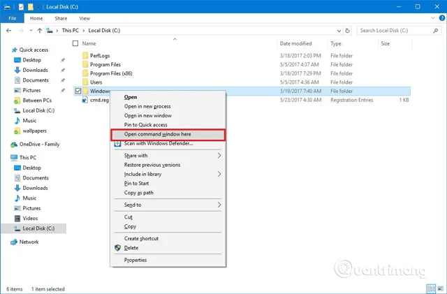 Windows 10 sağ tıklama menüsüne Komut penceresini buraya aç nasıl eklenir