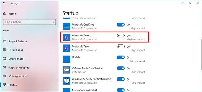 Microsoft Teams'in Windows 10'da otomatik olarak başlatılması nasıl önlenir