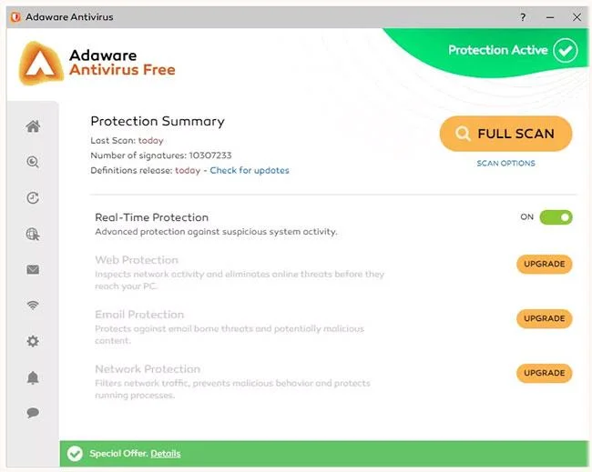 Semakan Percuma Antivirus Adaware: Pemasangan satu klik