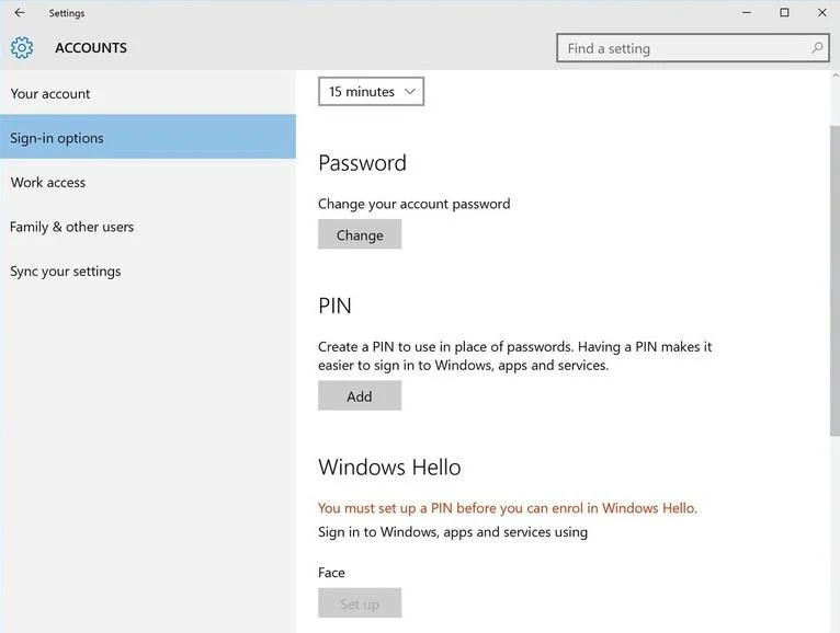 Windows 10 で Windows Hello 顔認識をセットアップする手順