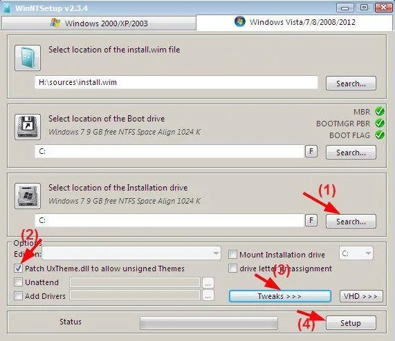 Bagaimana untuk memasang Windows pada WinPE