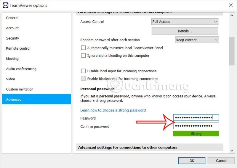 Arahan untuk menetapkan kata laluan tetap TeamViewer terkini
