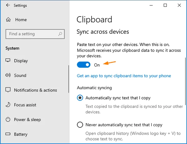 Windows 10'da pano senkronizasyonunu açmanın/kapatmanın 2 yolu