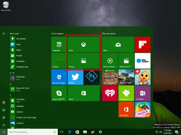 Windows 10のスタートメニューですべてのライブタイルを一度に無効にする